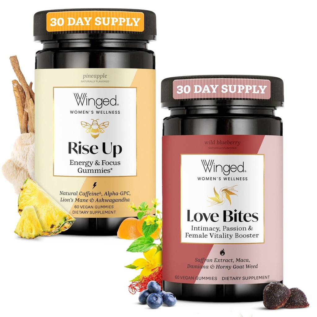 Winged Wellness Love Bites & Rise Up Supplement Bundle for Women