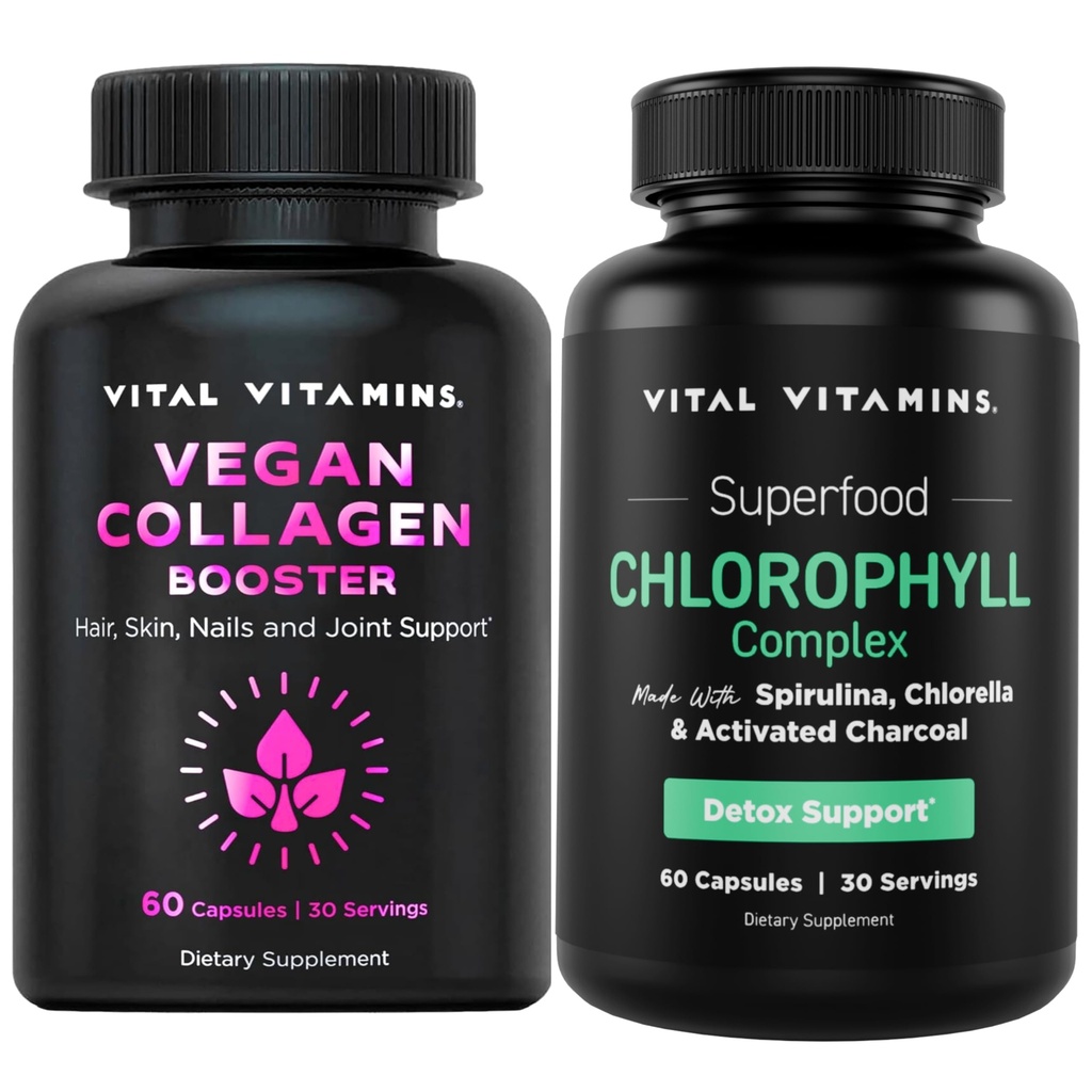 Vital Vitamins Vegan Collagen Booster + Chlorophyll Complex Capsules