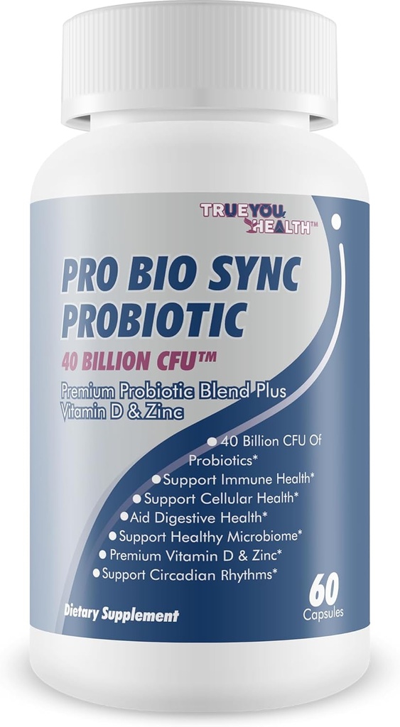 Pro Bio Sync Probiotic 40 Δισεκατομμύρια CFU - Premium Probiotic συμπλήρωμα με ανοσοποιητική υποστήριξη - Βοήθεια για τη βελτίωση του μικροβιομετρικού βλεννογόνου - Πολλαπλά οφέλη για την υγεία - Υποστηρίξτε την πέψη, Κυτταρική υγεία, κυκλαδικός ρυθμός