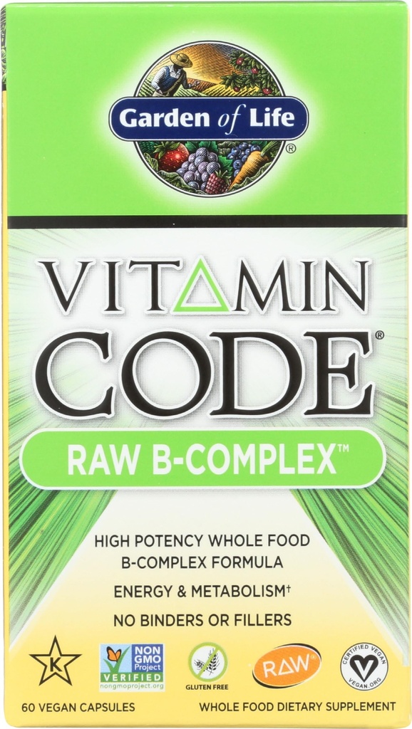 Garden of Life Vitamin Code Raw Vitamin B Complex Vegetarian Capsules, 60 CT