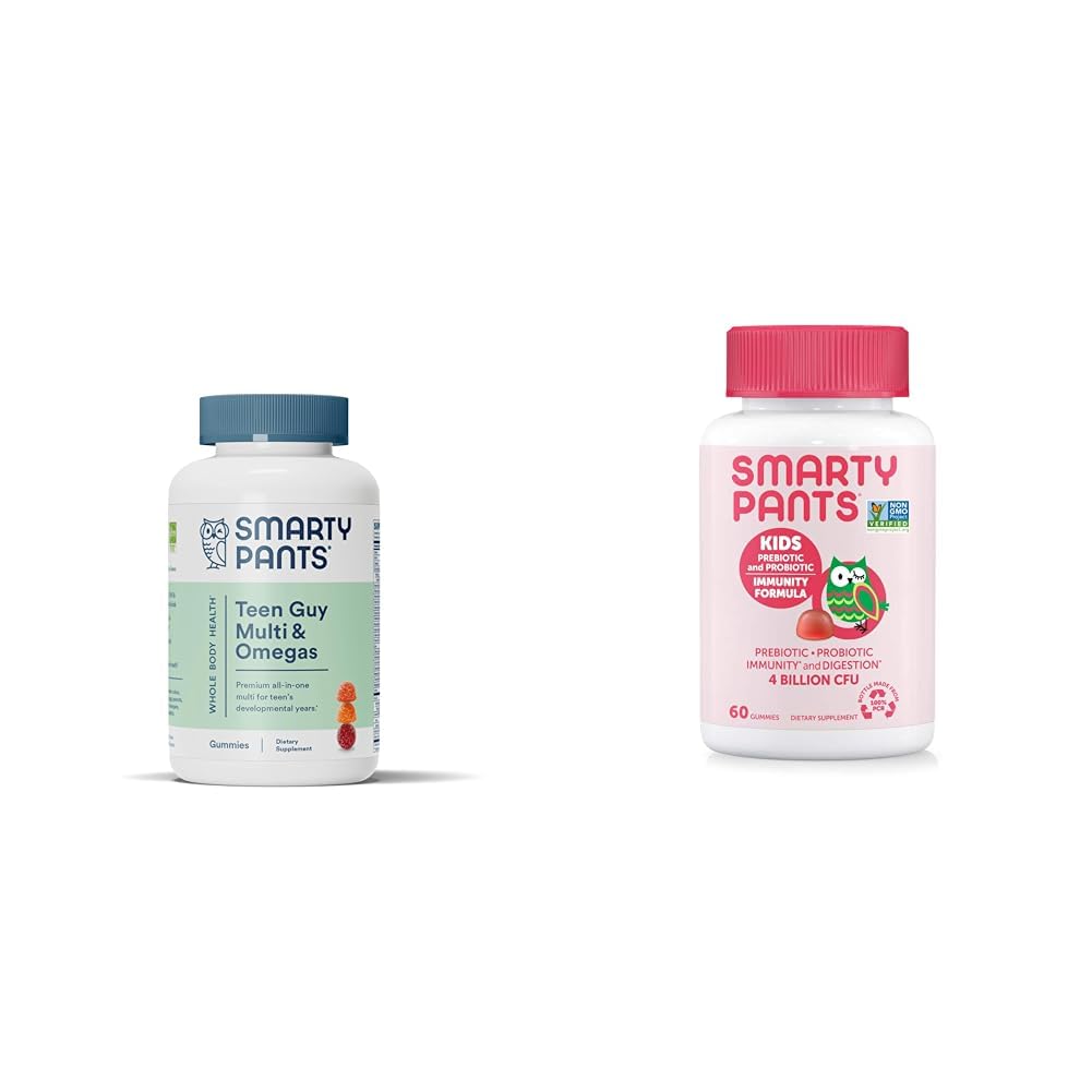 SmartyPants Teen Guy Multivitamin Gummies: Ωμέγα 3 Fish Oil (EPA/DHA) & Παιδική Προβιοτική Ανοσία Gummies: Πρεβιοτικά & Προβιοτικά για Digestive Υγεία και ανοσοποιητικό συμπλήρωμα υποστήριξης