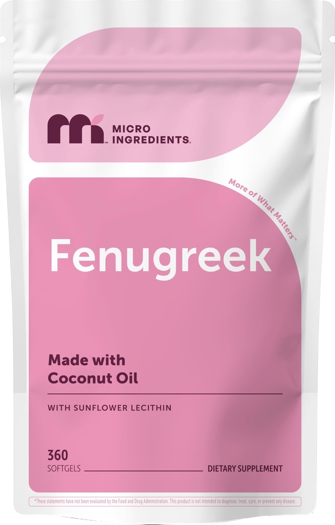 Micro Ingredients Fenugreek with Sunflower Lecithin, 360 Softgels, 6 Month Supply | Fenugreek Seed Extract for Breastfeeding & Lactation Support* | Made with Coconut Oil | Non-GMO