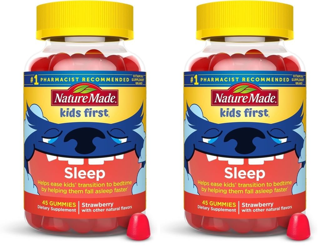 Nature Made Kids First Sleep Melatonin Gummies,100% Drug-Free Sleep Aid,Kids-Sleep Gummies for Restful-Sleep,45 Count (Pack of 2)
