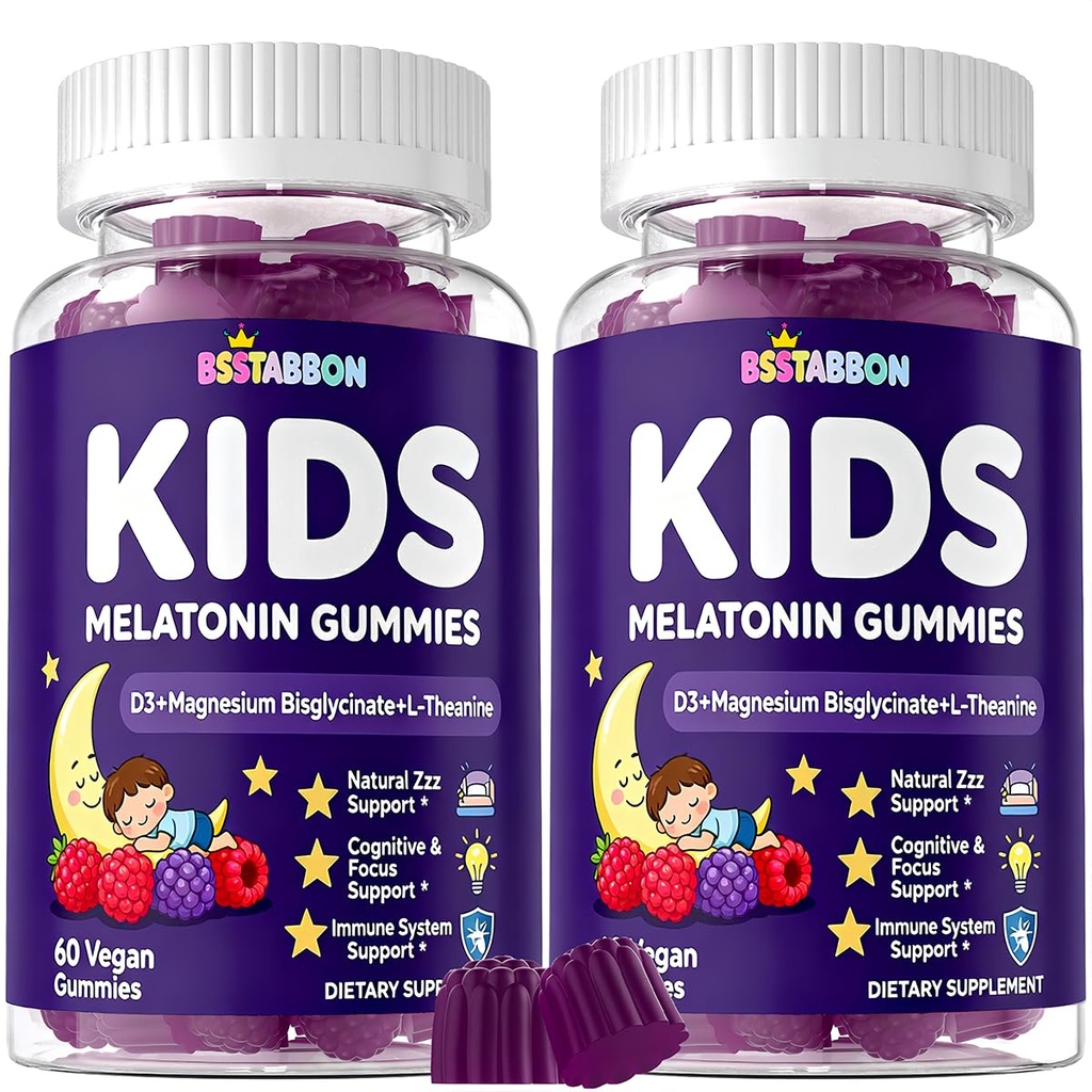 Melatonin Gummies Kids 1mg: Extra Strength Chewable Kids Melatonin Gummy Plus Magnesium Chamomile Lavender Elderberry L-Theanine D3 B6 - Natural Rest Cycles for Children Ages 4+(120Count)