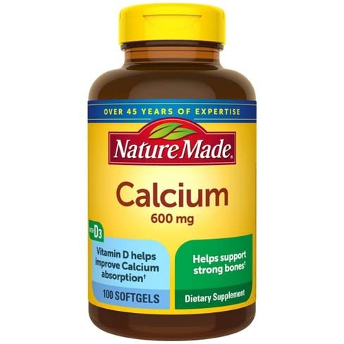 Nature Made Calcium 600 mg With Vitamin D Liquid Softgels 100 ea (Pack of 6)