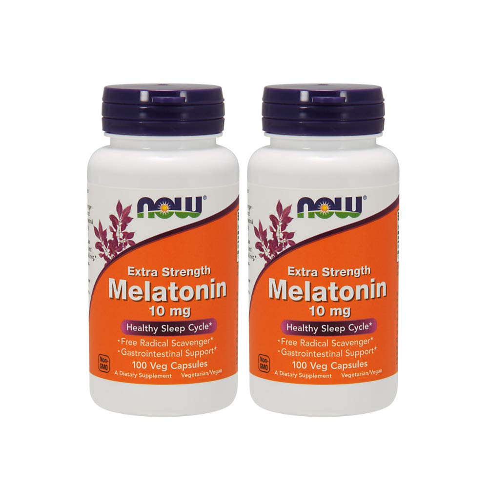 Now Supplements, Melatonin, Extra Strength 10 mg, 100 Veg Capsules (Pack of 2)