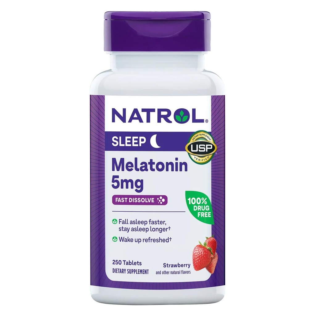 Natrol Melatonin 5 Mg, 250 Fast Dissolve Tablets Strawberry Flavor