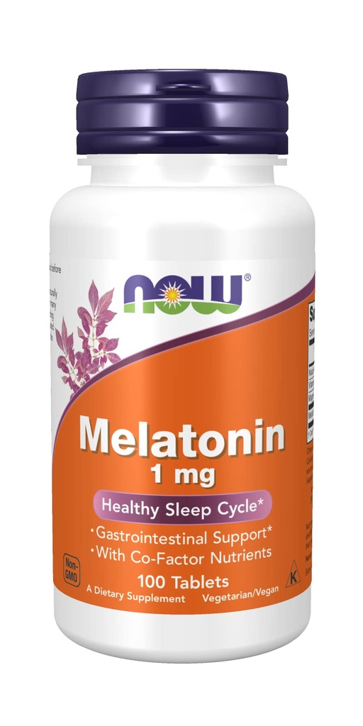 NOW Foods MELATONIN, 1 mg, Tr Complex 100 Tabs (Pack of 2)
