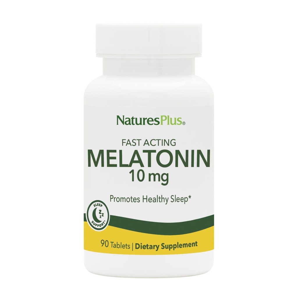 NaturesPlus Melatonin 10 mg - 90 Fast-Acting Tablets - Vegan, Gluten Free - 90 Servings