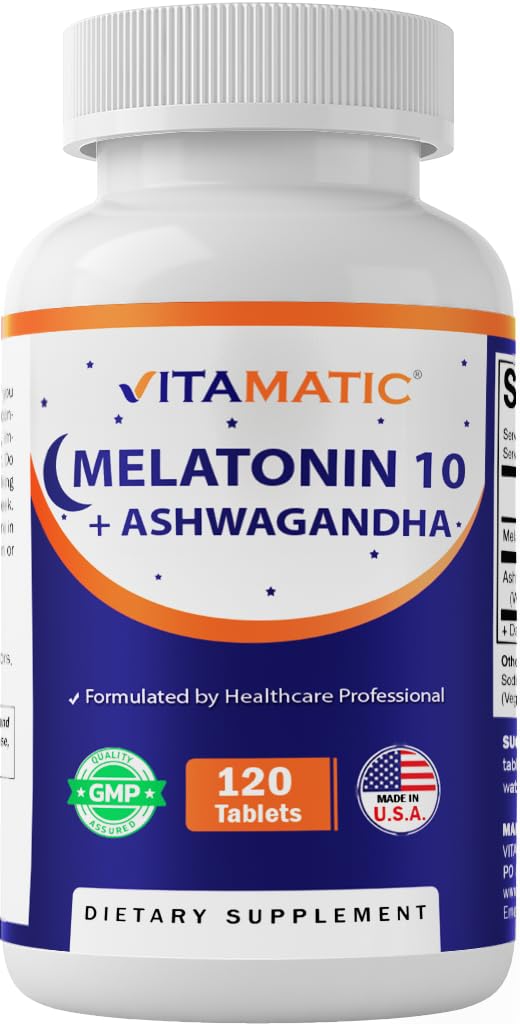 Vitamatic Melatonin 10mg with Ashwagandha 4:1 Extract 250 mg 120 Tablets