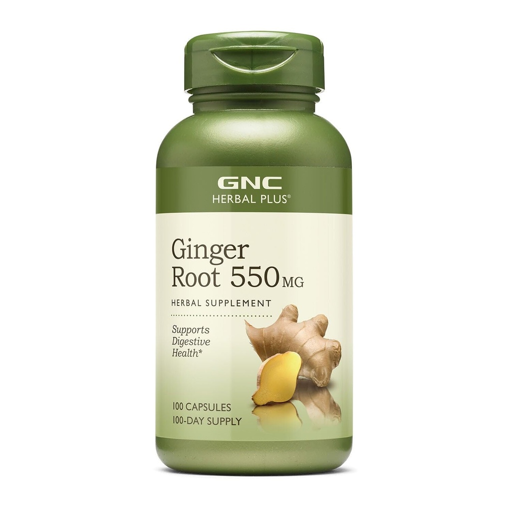 GNC Herbal Plus Ginger Root 550mg συμπλήρωμα, υποστηρίζει Digestive Υγεία, 100 υπηρεσίες