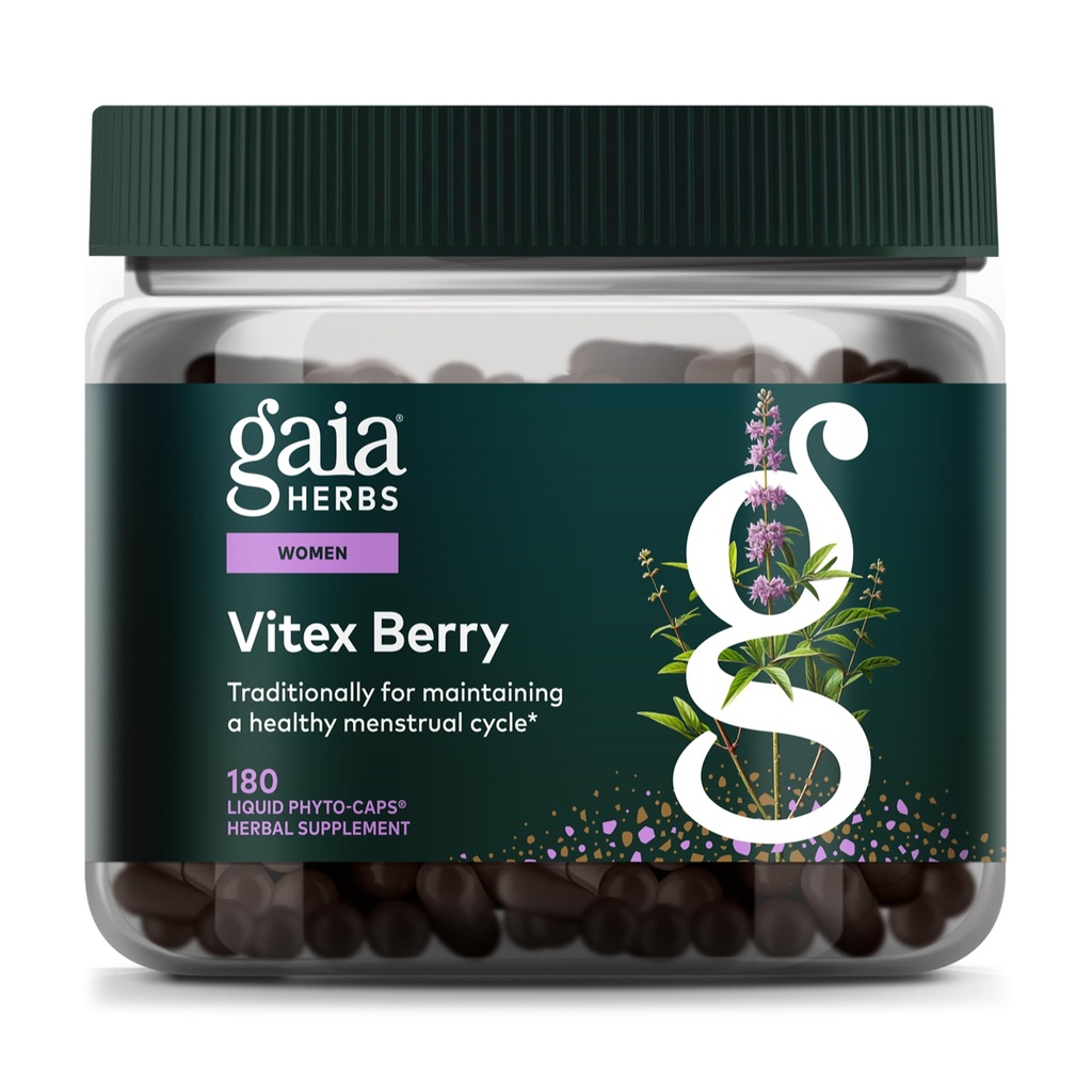 Gaia Herbs Vitex Berry - Vitex Traditionally Used to Support Hormone Balance for Women & a Healthy Menstrual Cycle* - 180 Vegan Liquid Phyto-Caps (90 Servings)