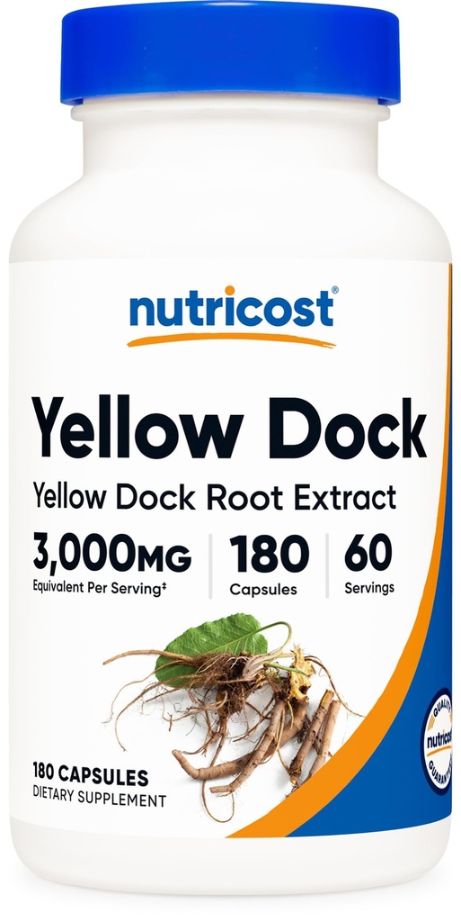 Nutricost Yellow Dock Extract 180 Capsules for 60 Servings - Yellow Dock Root Extract, Vegan, GMO-Free, Gluten-Free
