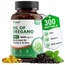 Oil of Oregano with Black Seed Oil Softgels,4 in 1 Organic Oregano Oil Capsules for Immune & Digestive Support – Non-GMO, Gluten-Free Softgels – Natural Herbal Wellness Supplement (300 Count)