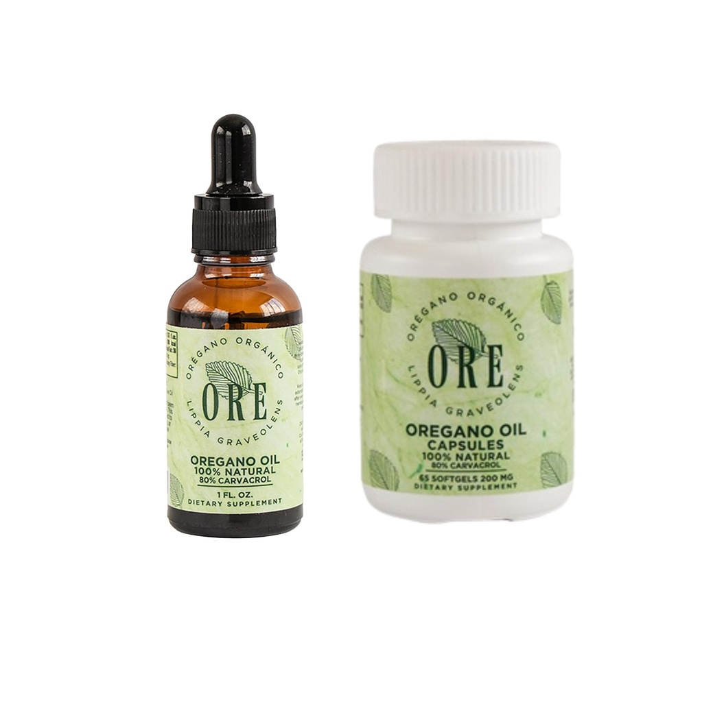 ORE Oregano Oil Kit – Liquid Drops 1 oz (80% Carvacrol) + 65 Softgels | Wild Mexican Oregano | Herbal Immune & Respiratory Support | Best Value Combo | Natural, Non-GMO Supplement