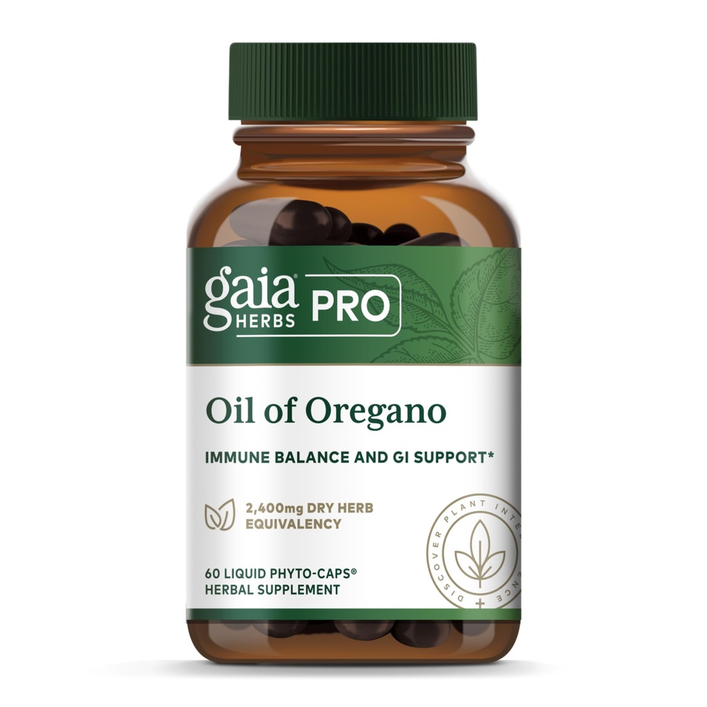 GAIA HERBS PRO Oil of Oregano - Immune Support Supplement - Carvacrol & Thymol for Antioxidant Support - Gut Health & Wellness Formula* - 60 Vegan Capsules (60 Servings)