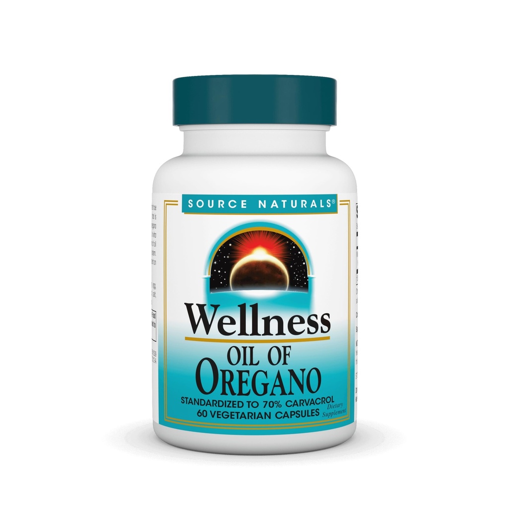 Source Naturals Wellness Oil of Oregano - Standardized to 70% Carvacrol - 60 Vegetarian Capsules