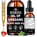 Oil of Oregano with Black Seed Oil Liquid Drops, High Carvacrol & Thymoquinone Aceite de Orégano, Oregano Oil Supplement for Immune & Gut Health, Fast Absorb Oregano Liquid Than Capsules丨2Fl Oz, Vegan