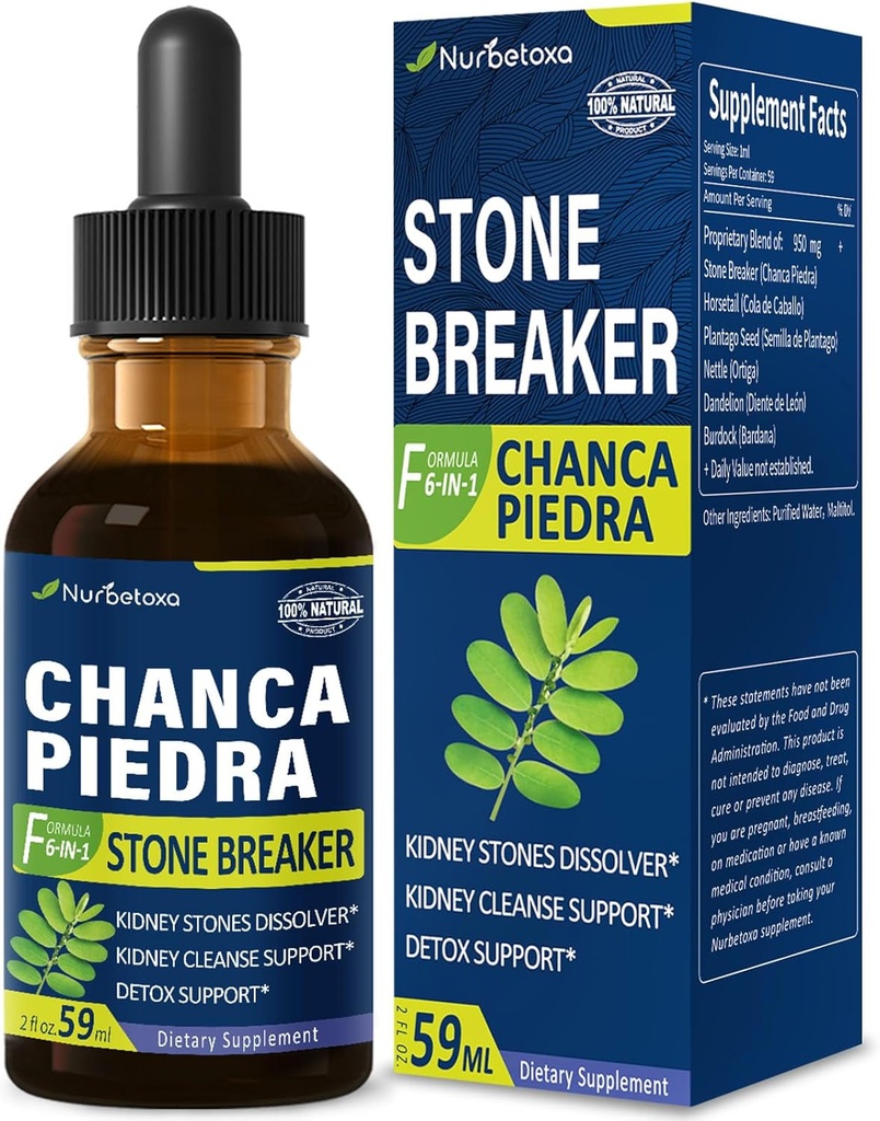 Chanca Piedra Stone Breaker Extract Drops for Kidney Stones Dissolver, Kidney Cleanse Detox & Repair Supplement w/Horsetail Dandelion. Τσάνκα Πιέντρα στο Λος Ρινιόνε.