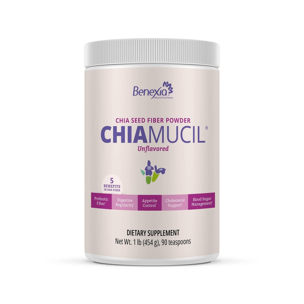 Chiamucil Prebiotic Chia Fiber Supplement Powder – για Ορεκτικό Έλεγχο & Πεπειστικό Υγεία – Chia Fiber & Chicory Root (Ινουλίνη) – Χωρίς γλουτένη & ζάχαρη, Vegan, Μη ΓΤΟ, Χωρίς γεύση - 45 Σερβιέτες
