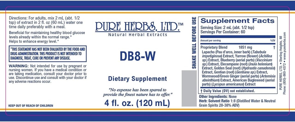 Pure Herbs, Ltd. DB8-W (4 οζ.)