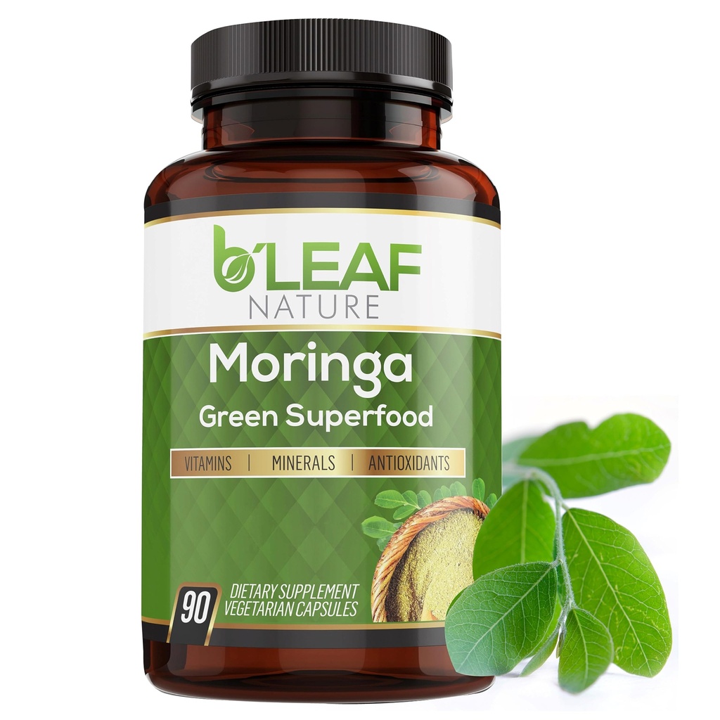 B'LEAF NATURE Βιολογικές κάψουλες Moringa 1000mg, 90 Count – Moringa Κάψουλες με οργανική σκόνη Olefeira για ανοσοποιητική υποστήριξη, ενέργεια & ισορροπία – Vegan, μη ΓΤΟ συμπληρώματα για την καθημερινή ευεξία