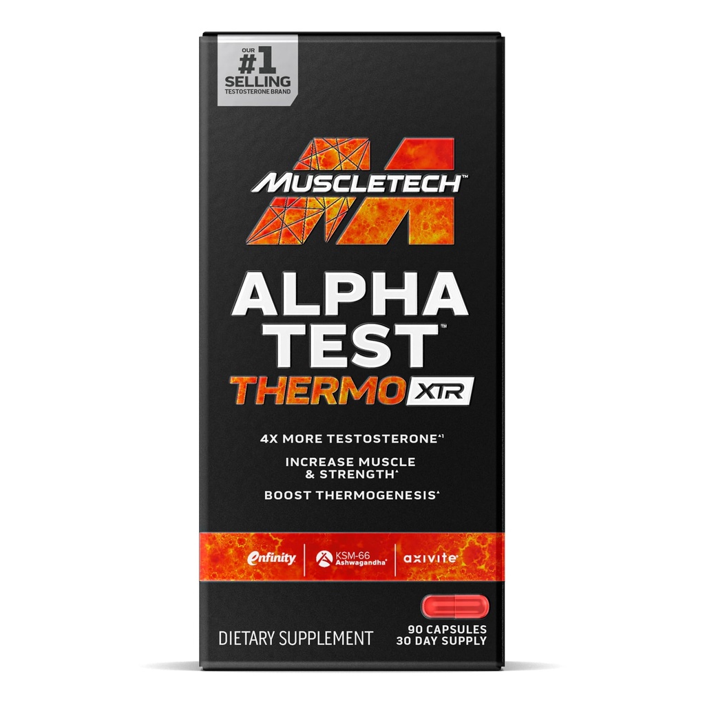 AlphaTest Thermo XTR | MuscleTech | Thermogenic Testosterone Booster| Muscle & Strength Builder for Men | Workout Supplement | 90 Capsules | 30 Servings