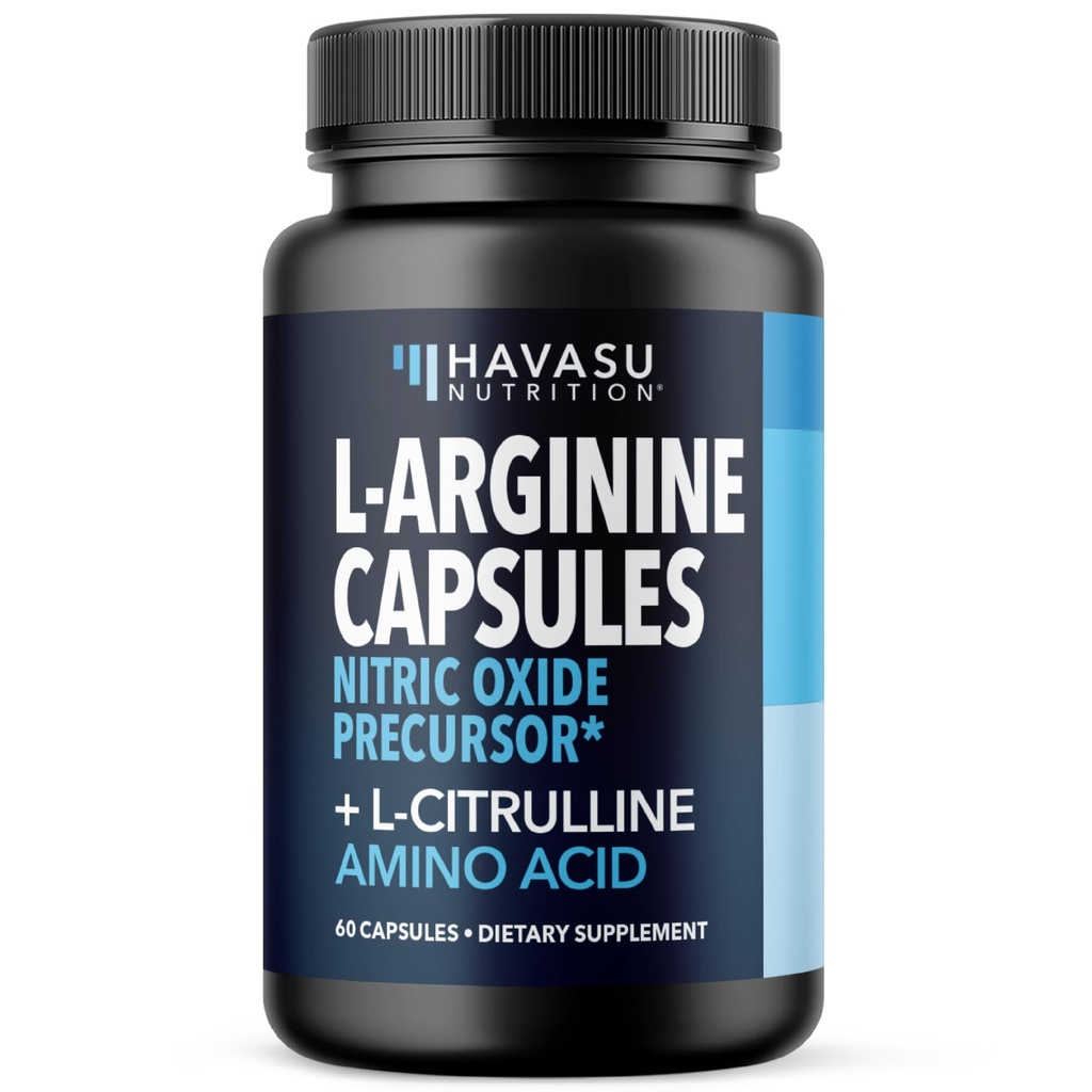L-Αργινίνη Κάψουλες με L-Citrulline - Συμπλήρωμα νιτρικού οξειδίου - L Arginine και L Citrulline Blend - 60 Count - Vegan, Μη-ΓΤΟ Κάψουλες για την απόδοση, την αντοχή και την υποστήριξη των μυών - 1 μήνα προσφοράς