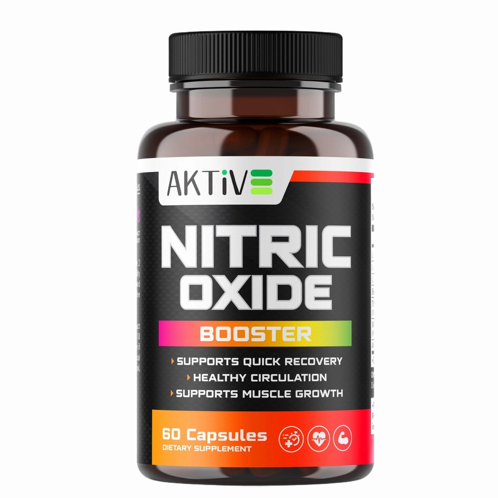 Nitric Oxide Booster Supplement with L-Arginine, L-Citrulline, and Ginseng Root – Enhance Blood Flow, Boost Energy & Stamina, Support Heart Health & Muscle Growth – 60 Capsules