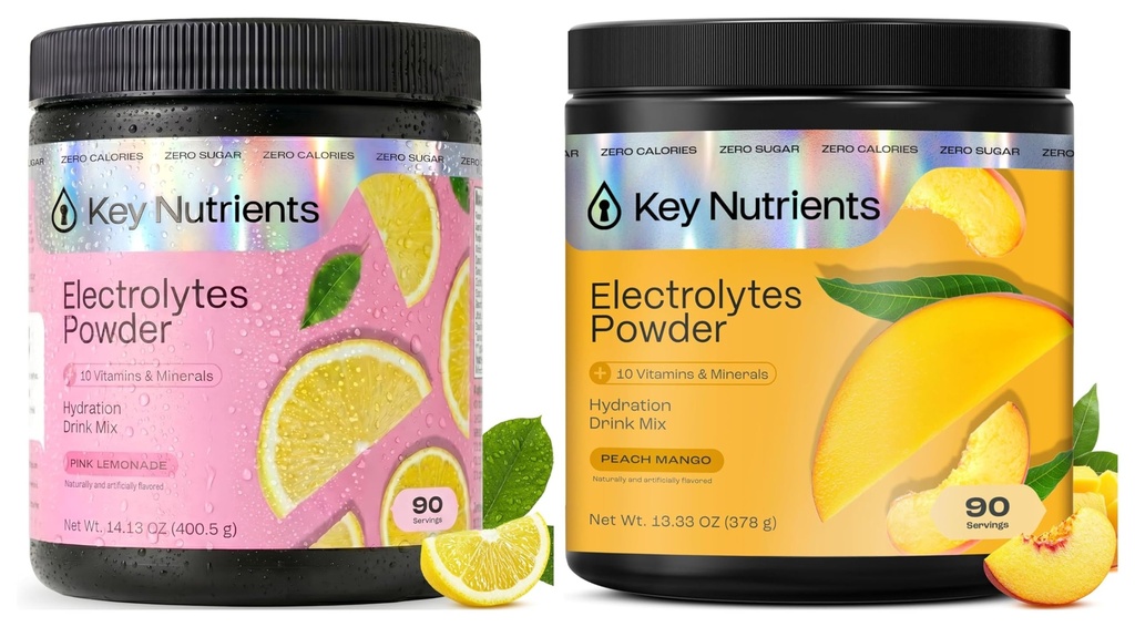 ΚΥΡΙΑ ΦΥΤΑ Ultimate Hydration & Recovery Electrolyte Bundle – Tropical Peach Mango & Fresh Pink Lemonade, Sugar-Free, 90 Μερίδες Καθένα