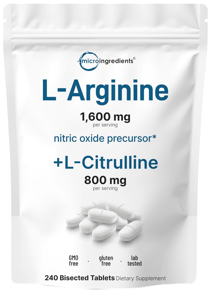 L-αργινίνη 1.600mg Συμπλήρωμα οξειδίου του αζώτου για τους άνδρες με L-Citrulline, 240 Διπλά δισκία 