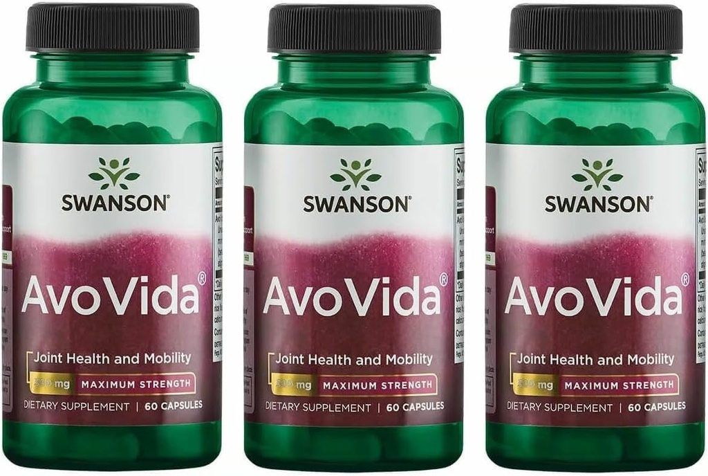 Swanson AvoVida - Φυσικό συμπλήρωμα για την προώθηση της κοινής υγείας και κινητικότητας - Avocado & Soybean Unsaponifiables to Support Cartilage & Tissue Health - (60 κάψουλες, 300mg έκαστο) 3 Συσκευασία