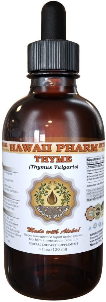 Hawaii Pharm Thyme Liquid Extract, Βιολογικό Θυμάρι (Thymus Vulgaris) Βάμμα, Βότανο συμπλήρωμα, Κατασκευασμένο στις ΗΠΑ, 2 fl.oz