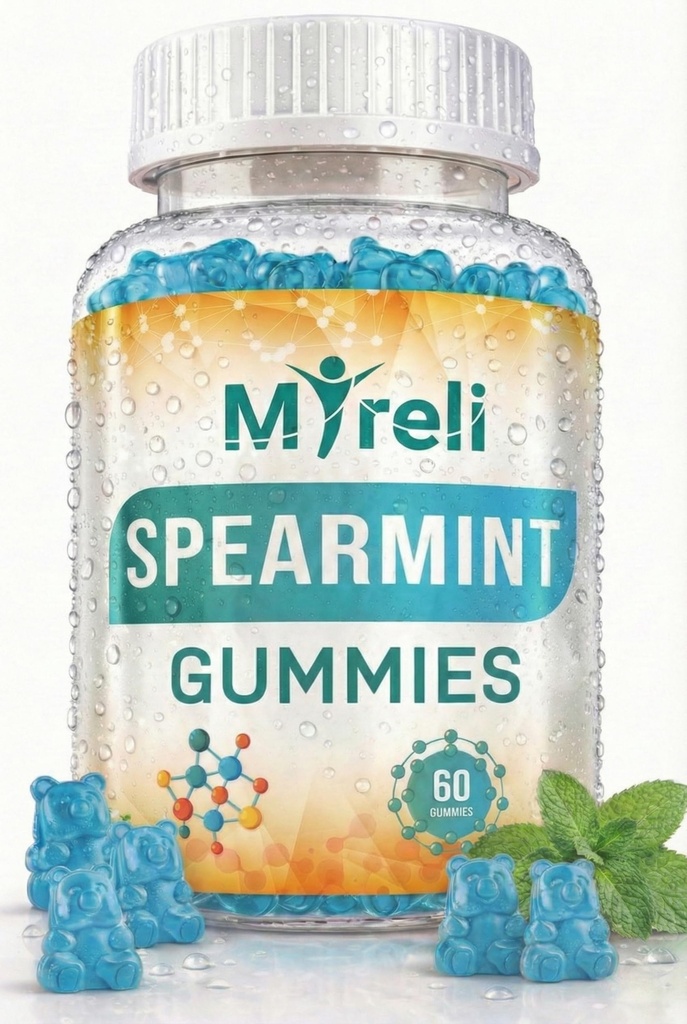 Spearmint Leaf Extract 1000 mg Gummies - Herbal Mentha Spicata Chews with High Strength Botanical Extract for Daily Balance, Digestive Comfort, Breath Support and Focus, 60 Vegan Chewables