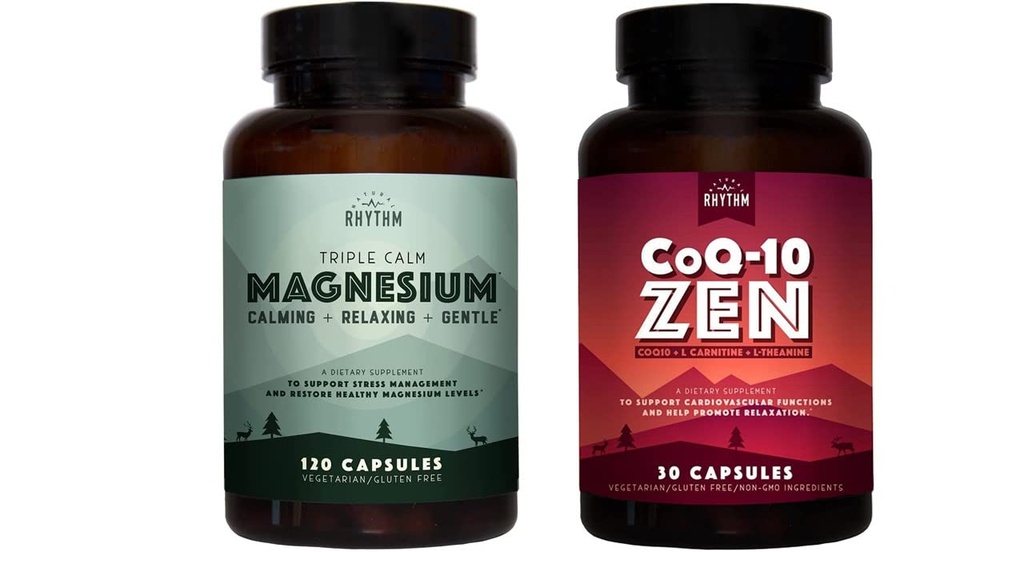 Φυσικό Rhythm Cardio Calm Bundle - Triple Calm Magnesium 150mg, 120 Κάψουλες + CoQ10-ZEN (Συνένζυμο Q10 + L-Καρνιτίνη + L-Θεανίνη), 30 Κάψουλες