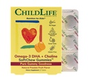 CHILDLIFE ESSENTIALS Omega-3 DHA + Choline SoftChew Gummies for Kids - Omega 3 & DHA Gummies with Choline, Fish Oil for Babies, Toddlers & Children - Natural Passion Fruit, 27 Tablets
