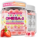 Omega 3 for Kids & Teens, High DHA Algal Oil Gummies w/Lion's Mane, Super Greens, Lutein, Methyl B12 B9, D3 K2 for Brain Focus, Vision & Immunity, 0g Sugar Kids Focus Vitamins, No Fish Burps, 60cts