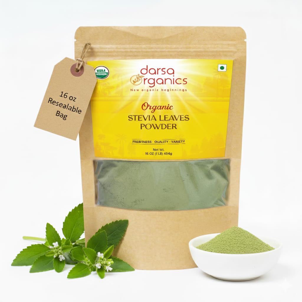 Pure Stevia Powder 16 oz - Smooth Natural Sweetness with Reduced Bitter Aftertaste, USDA Organic Stevia Extract for Baking & Beverages, Zero Calorie Sugar Substitute, No Additives, Vegan