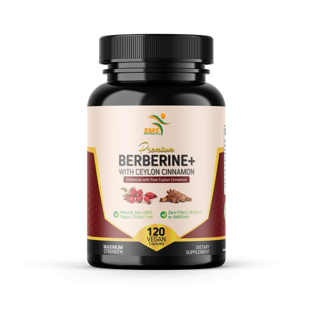 Premium Berberine HCL 1200mg, True Ceylon Cinnamon, 120 Capsules, Berberine HCI Root Supplement for Immune Support and Overall Wellness