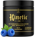 Ambrosia Kinetic Organic Preworkout, Mushroom Enhanced Natural Pre Workout συμπλήρωμα, Nootropic Superfood σκόνη για την ενέργεια (Blue Raspberry)