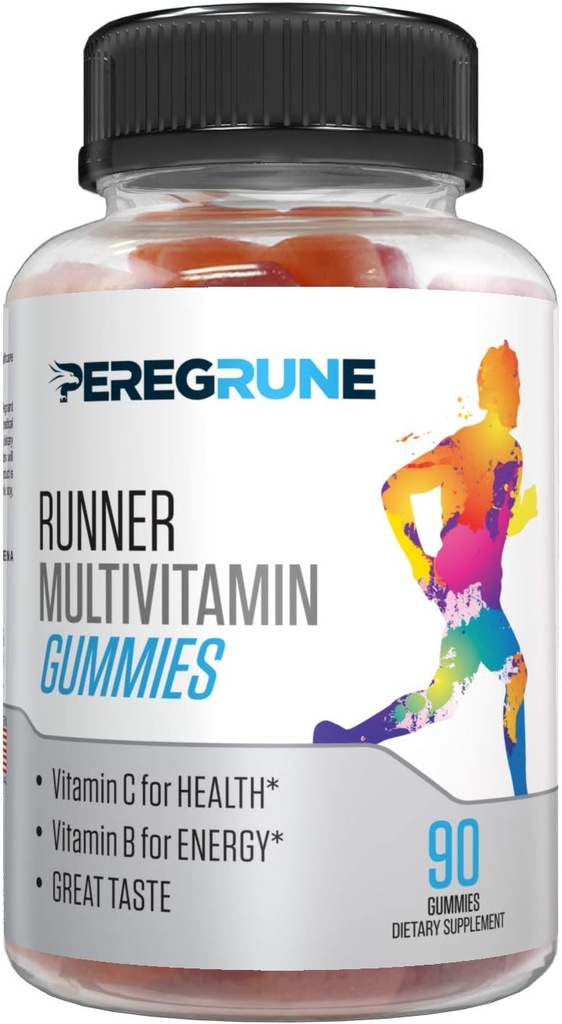 Runner Multivitamin Gummies - Καθημερινή βιταμίνη για τρέξιμο με βιταμίνες A, C, D, E, και B Complex – 50% λιγότερη ζάχαρη – Αντιοξειδωτικά, ανάκτηση, αντοχή, και την ενέργεια Gummy – Πιστοποιημένη λειτουργία Sup