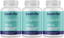 BESTVITE Cognizin Citicoline 500mg (180 κάψουλες χορτοφαγικής) (60x3) - Κλινικά Σπουδές Premium Nootropic Χολίνη - Όχι Stearates - Vegan - Χωρίς γλουτένη - Συμπληρώματα εγκεφάλου για τη μνήμη και την εστίαση