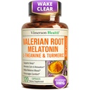 Melatonin 3mg + Valerian Root for Sleep, Daily Calm & Stress Relief Support – Natural Sleep Aid: Organic Turmeric Melatonin Valerian Supplement with L-Theanine, Ginger & Black Pepper – 120 Capsules