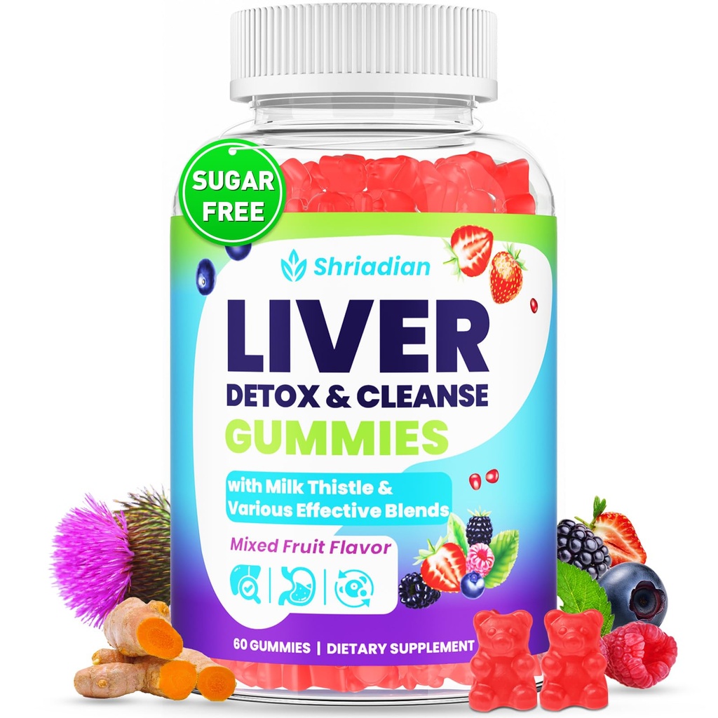 Liver Detox Cleanse & Repair Gummies - 2000mg Milk Thistle Liver Detox Gummies, 23-in-1 Herbal with Dandelion Root, Glutathione & Turmeric- Liver Support, Digestion & Gut Health- Organic, 60 Counts