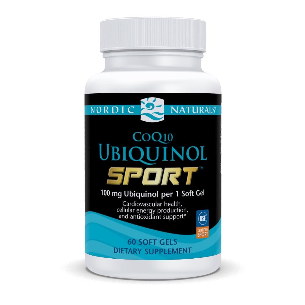 Nordic Naturals Nordic CoQ10 Ubiquinol Sport - 60 Mini Soft Gels - 100 mg Ubiquinol - Heart Health, Physical Performance, Cellular Energy Production - Non-GMO - 60 Services