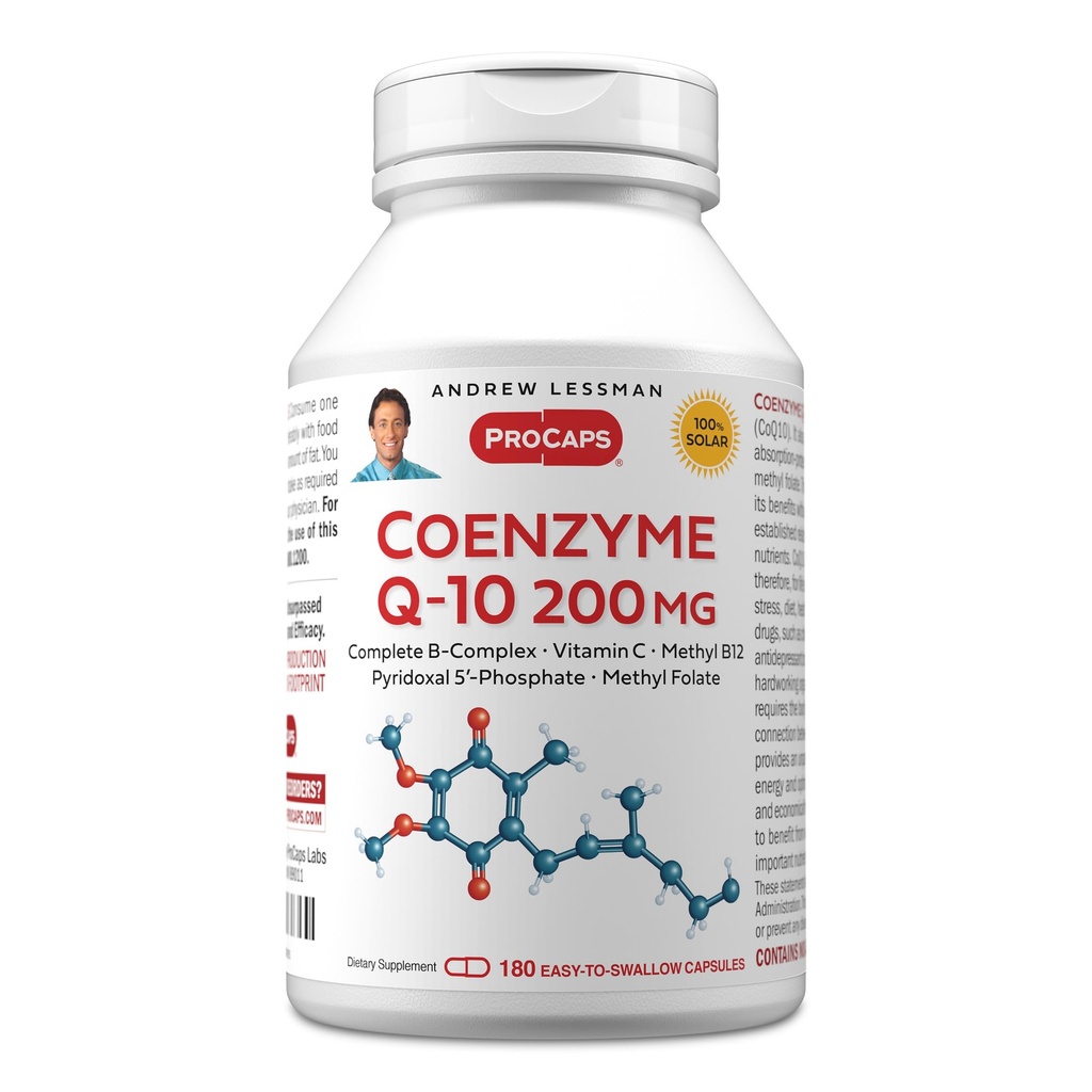 ANDREW LESSMAN Συνένζυμο Q-10 200 mg 180 κάψουλες - Απαραίτητη για την παραγωγή ενέργειας και βέλτιστη βασική λειτουργία οργάνων, αντι-αξιωτική υποστήριξη, που εξαντλείται από τη γήρανση, Plus B-Complex. Εύκολο να καταπιείτε κάψουλες