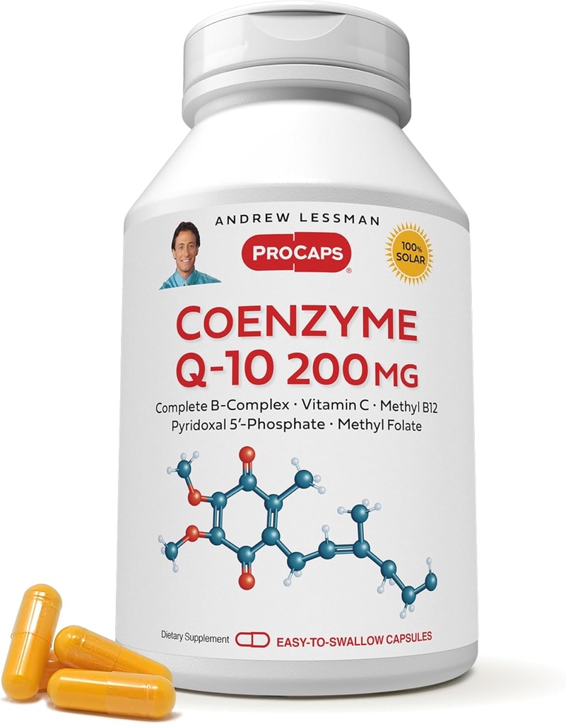 ANDREW LESSMAN Coenzyme Q-10 200 mg 180 Capsules - Essential for Energy Production and Optimum Key Organ Function, Anti-Oxidant Support, Depleted by Aging, Plus B-Complex. Easy to Swallow Capsules