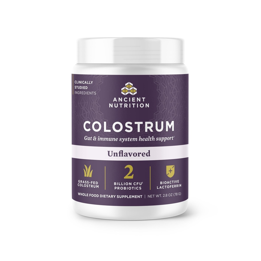 Ancient Nutrition Colostrum Superfood Powder, Grass Fed Bovine Colostrum, Supports Healthy Gut Microbiome and Immune System, Clinically Studied Lactoferrin & Probiotics, Unflavored, 60 Servings