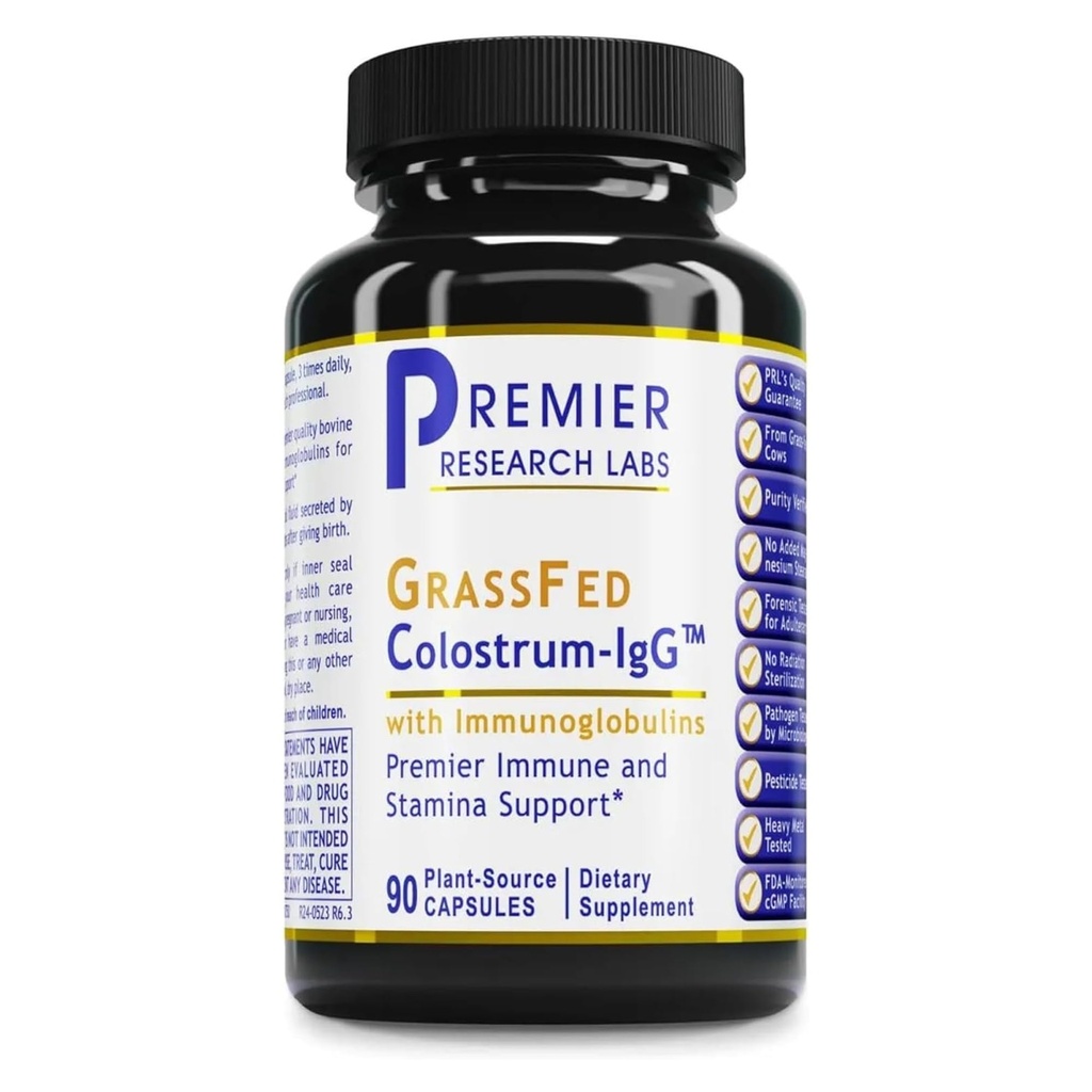 Premier Research Labs Colostrum-IgG - Colostrum Supplement, Grass Fed Bovine Colostrum for Humans, Immune Support & Gut Health Superfood with Lactoferrin, Amino Acids, Nucleotides - 90 Capsules