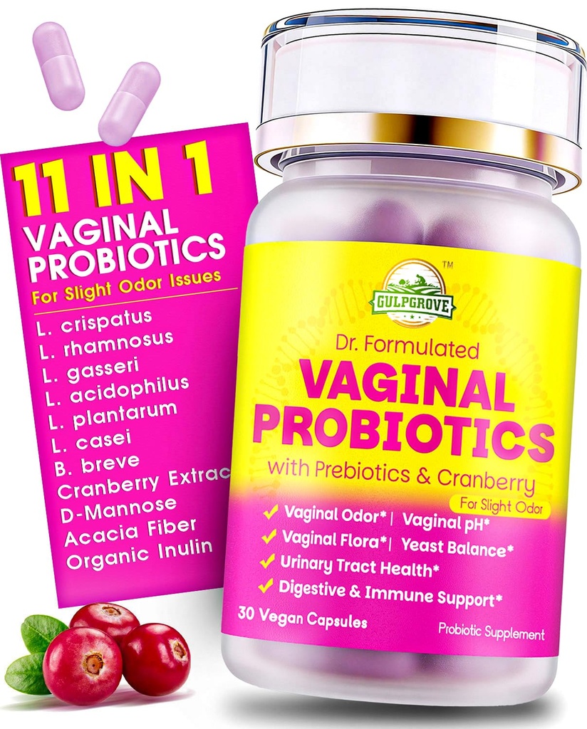 Vaginal Probiotics for Women with Prebiotics & Cranberry - Dr. Formulated Feminine pH Balance Daily Supplement, Supports Vaginal Odor Control & Urinary Tract Health, 30 Servings
